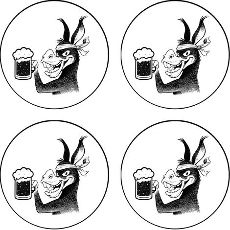 Set de 4 dessous de verres  Âne Corse