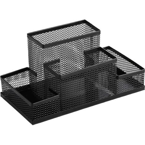 Schreibtisch-Organizer aus Netzgewebe, 4 Fächer, Schwarz, Stiftehalter für Zuhause, Schule, Klassenzimmer und Büro. (1/4)