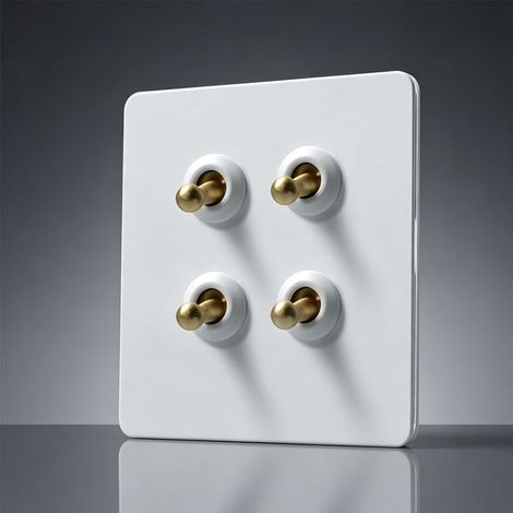 Interruptor de palanca universal de 4 vías, panel de interruptores oculto tipo 86, apto para hogares y hoteles, color blanco. (1/5)