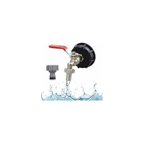 Robinet Cuve 1000L Recuperateur d Eau De Pluie Adaptateur de Réservoir IBC Connecteur à Filetage 1/2 Adaptateur Bouchon Cuve en Laiton PP Filetage Gros 60 MM Raccords De Tuyau D'arrosag-Crezuo (1/3)