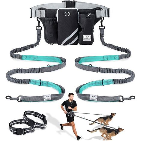 Laisse mains‑libres pour chien - SIKSOG - Ceinture banane réglable - Élastique anti‑choc - 130–180 cm - Jusqu'à 80 kg (1/5)