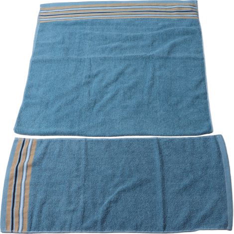 Lot de serviettes de bain en coton à fibres longues, épaisses, ultra-absorbantes, douces et hypoallergéniques pour salle de bain, bleu (1/5)