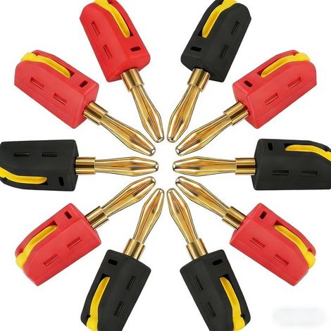 10 conectores banana de 4 mm, adecuados para altavoces de alta fidelidad, amplificadores, cables de altavoz, etc. (1/4)