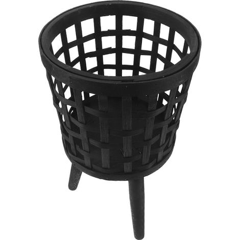 Support pour pot de fleurs en bois tressé, présentoir pour plantes d'intérieur, style rustique, noir, 34 x 20,5 x 20,5 cm, 1 pièce (1/5)
