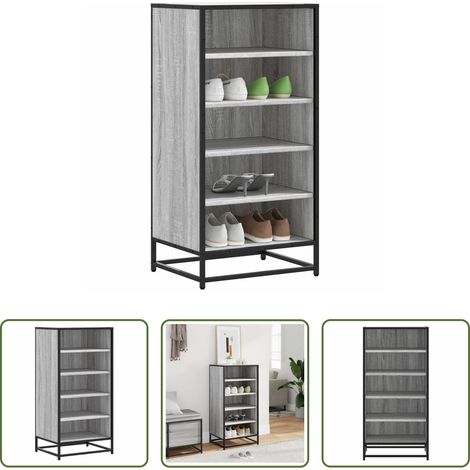 vidaXL Étagère bois - Étagère à chaussures sonoma gris 48x38x97,5cm bois d'ingénierie (1/5)