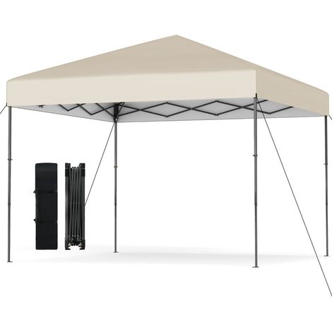 Tenda per eventi sportivi facile da montare per esterno da trasporto, Tenda a gazebo pop-up 295 x 295 cm con borsa Beige (1/3)