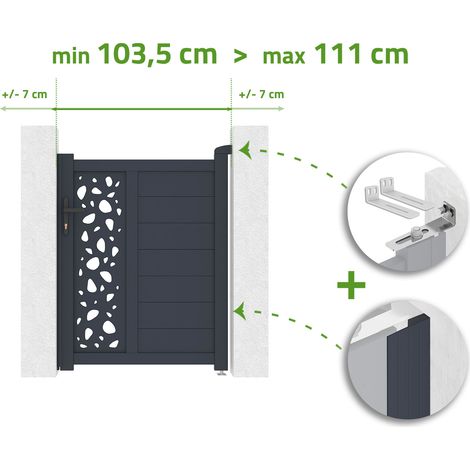 Breitenverstellbares graues Aluminiumtor 1 m SUNNY H.120cm