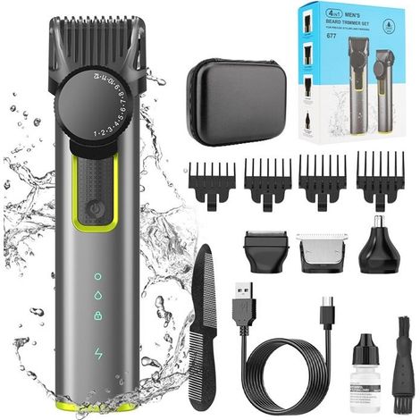 Tondeuse à cheveux électrique multifonctionnelle 4 en 1, chargeur USB, étanche IPX5, professionnelle, rasoir pour le nez et le nez (1/4)