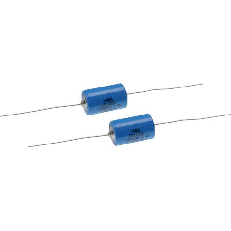 vhbw 2x ER14250 Round Cell Batteries - Special Battery with Solder Connections (1200mAh, 3.6V, Li-SOCl2)