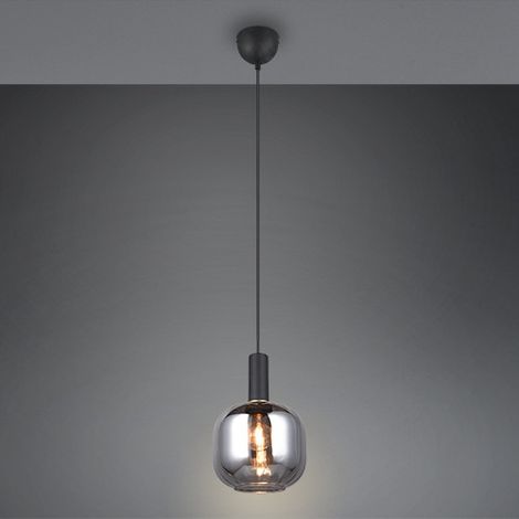 Kleine Pendelleuchte DIVA 1-flammig mit Glasschirm Chrom bedampft, Ø 20cm