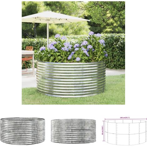 The Living Store - Hochbeet Silbern 140x140x68 cm Pulverbeschichteter Stahl (1/4)