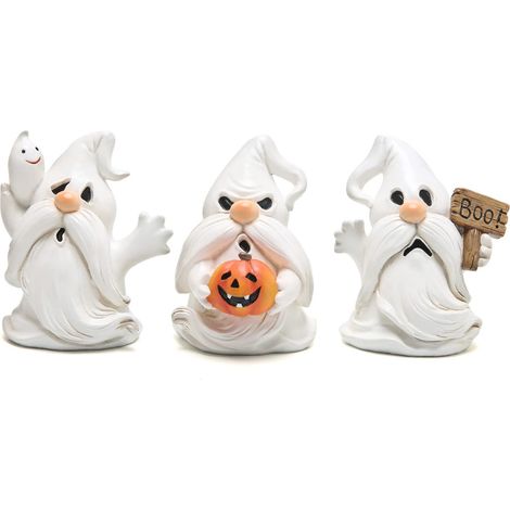 Decorazione di Halloween Fantasma Goblin - Simpatico logo di zucca e fantasma - Set da 3 pezzi - casa - festa - contenitore impilabile - decorazione davanzale e festività (1/5)