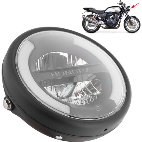 Geeignet für 7-Zoll-Retro-LED-Motorradscheinwerfer mit Tagfahrlicht und Blinkern, schwarzes Gehäuse.