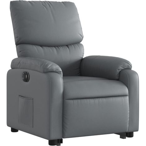 Poltrona relax TV con comodissima funzione di sollevamento elettrico in PVC grigio DEC028378