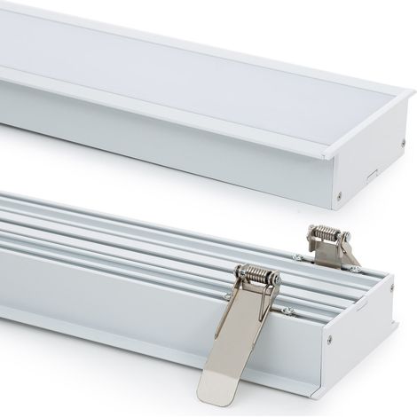 Perfil Aluminio Empotrable XL para Tiras LED hasta 60mm con Tapa Continua Blanco 2 m Blanco traslúcido