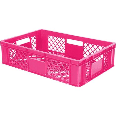 BRB 90 Stück Eurobehälter durchbrochen/Bäckerkiste, LxBxH 600x400x150 mm, PE-HD, lebensmittelecht, Palettenware (pink)