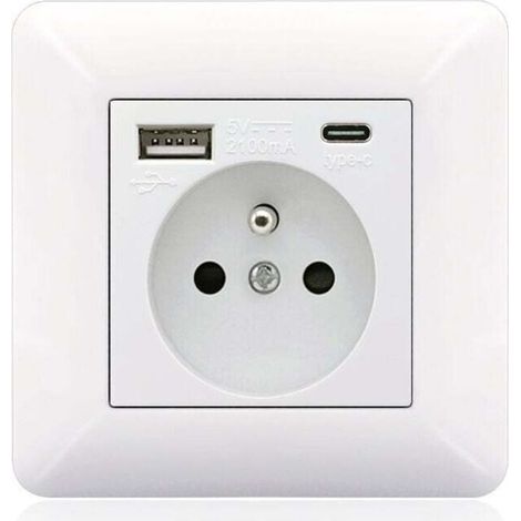 – Panneau de prises type C et USB 16A – 2 prises + 1 port USB + 1 port type C – Installation horizontale/verticale – Matériaux PC et inox (1/5)