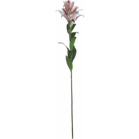Stargazer Lily Artificial Flower - L23 x W23 x H90 cm - Pink/White