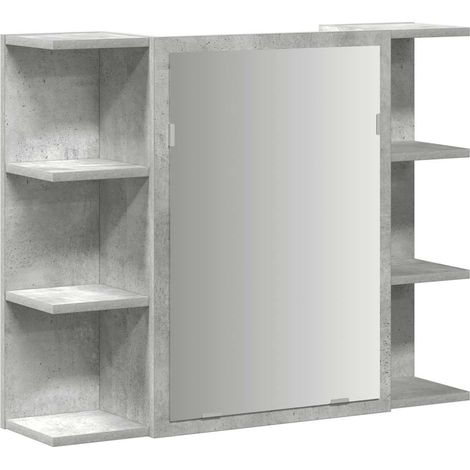 Mobile Bagno con Specchio Grigio Cemento 80x20,5x64 Multistrato vidaXL