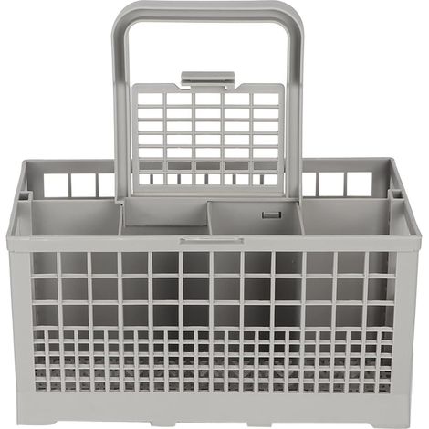 1 - Panier à couverts - Lave-vaisselle - 7 compartiments - Poignée amovible - Organisation ustensiles - Cuisine universelle - Gris - 24x13,5x12,3cm