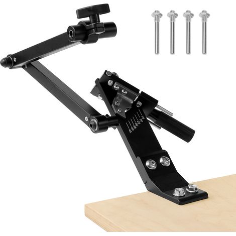 VEVOR Affuteur de Lame de Tondeuse a Gazon 15°-45° Outil deAffutage Reglable avec 4 Broches deAdaptation, Roulement a Billes, Poignee Elargie 25 mm, Compatible avec Plupart Meuleuse Angle Non Incluse