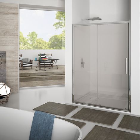 Porta scorrevole 137-141 cm, vetro trasparente 6 mm, 1 ,95 cerniere sganciabili new plus (1/3)