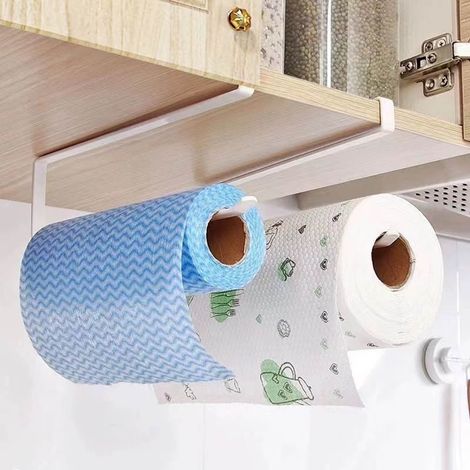Support Pour Essuie-Tout - Support Double Barre En Acier Inoxydable - Sans Perçage Pour Porte De Placard De Cuisine - 1 Pièce (1/5)