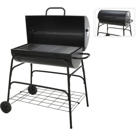 Barbacoa sobre ruedas forma cilíndrica ProGarden