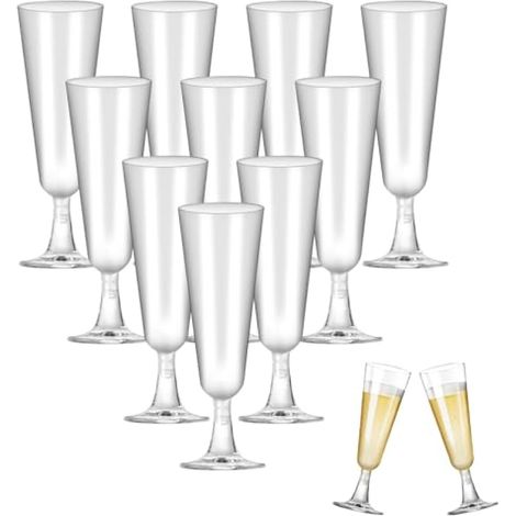 25 Pcs Flûte Champagne Plastique Réutilisable, Coupe Champagne Plastique 160 ml, Petit Verre Champagne Transparente, Flûtes à Mimosa avec Pied, pour Réceptions Mariages Fêtes Pique-nique (1/5)