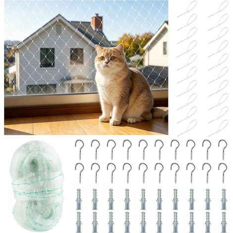 Filet pour Chat de Balcon 3 x 6 m, Nylon, Maille 2,5 cm (1/5)