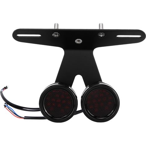 Feu arrière double tête universel noir style rétro pour moto, avec support de plaque d'immatriculation (1/5)