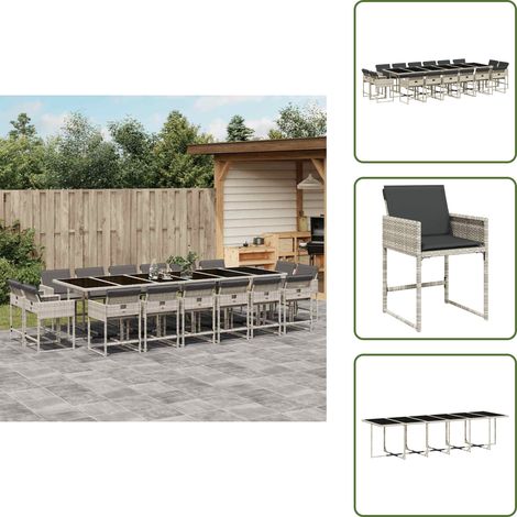 The Living Store Ensemble à manger de jardin et coussins 17 pcs gris clair rotin - Salon De Jardin - Meuble De Jardin - Set De Salon De Jardin - Mobilier De Jardin - Table De Jardin (1/5)