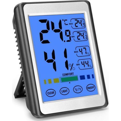 Indoor Digital Hygrometer Thermometer for Displaying Temperature and Humidity Indicator with Backlight, ℃/℉ Switchable, Large Screen, Weather Station Max/Min Memory (1/5)