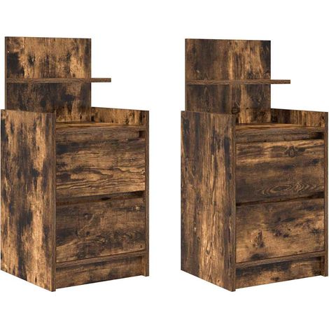 Maison Exclusive - Tables de chevet avec 2 tiroirs 2 pcs chêne fumé 38x34x80 cm