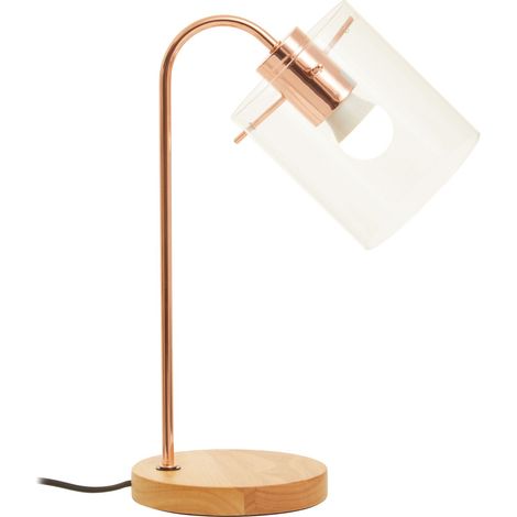 Interiors by Premier Shiny Copper Curved Table Lamp, Easy to Assemble Bed Table Lamp, Easy to Use Living Room Table Lamp