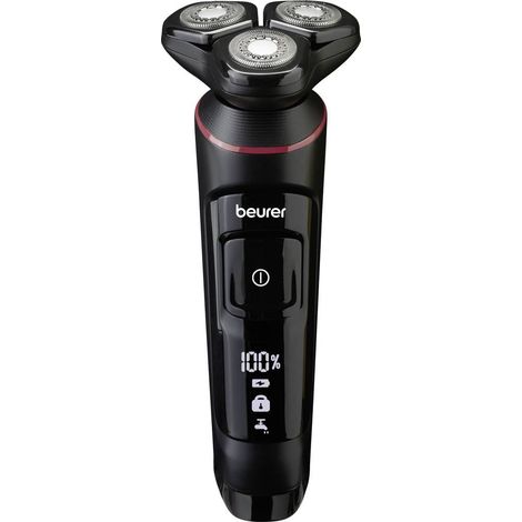 Beurer Rasoio rotante MN8X, regolazione ottimale grazie alla testina flessibile a 360°, 3 testine ad attacco magnetico, accessorio di precisione, impermeabile, ricarica rapida, display LED