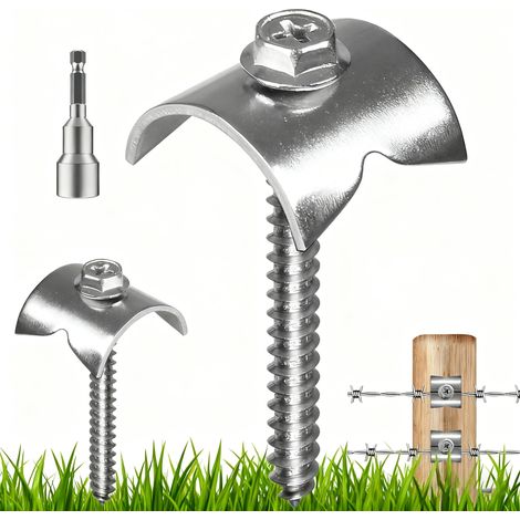 Lot de 205 vis de clôture en acier inoxydable 304 réutilisables pour clôture métallique, agrafes de clôture pour maille et clôture tissée, attaches de clôture à griffes de chat (1/5)