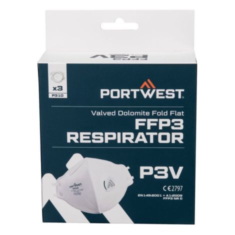 Mascarilla Dolomite plegable con válvula FFP3 (Pack 3) PORTWEST P310