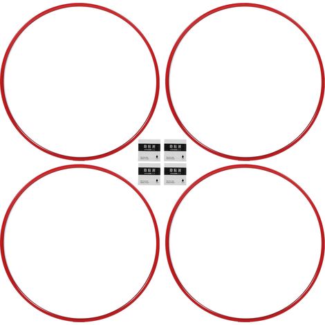 4 pièces protecteur de jante prévention des rayures de trottoir autocollant universel ABS anneaux de garniture de garde pour moyeu 18 pouces rouge (1/5)
