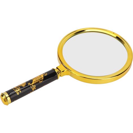 Loupe de 100 mm avec manche à motif dragon doré, grossissement 10x, petite loupe de poche pour la lecture des personnes âgées (1/5)