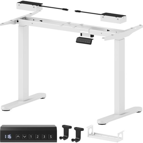 Pied bureau électrique hauteur ajustable mémoire fonction structure acier blanc