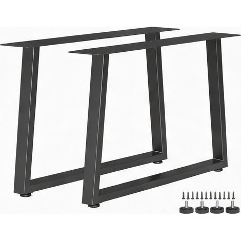 Piètement de table trapézoïdal en acier noir 60 x 10 x 43 cm (1/5)