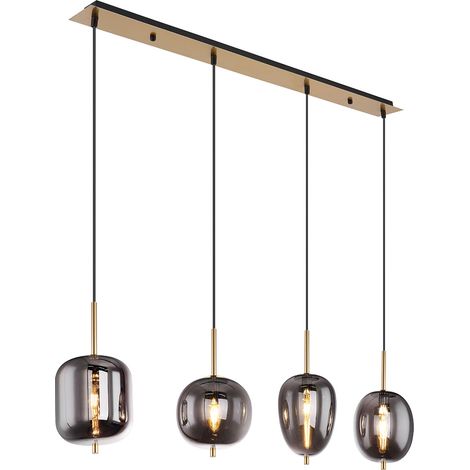 Globo - lampada a sospensione - Blacky I - ottone - vetro vetro