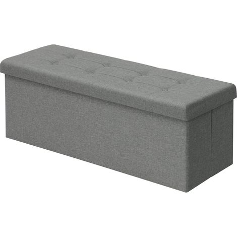 WOLTU Taburete con Espacio de Almacenamiento de cofres Plegables Caja de Almacenamiento de arcones Tapa Extraíble Resto de Lino tapizado 110x37.5x38 CM Beige (1/5)