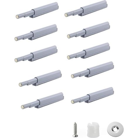 Amortisseur Porte Placard,10 PCS Loquets de Porte à Pousser pour Ouvrir,Amortisseur Portes Placard Push to Open Pull pour Portes de Placards,Armoires de Cuisine (1/5)