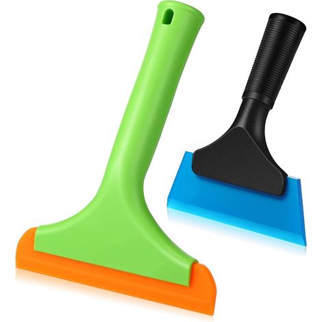 Lot de 2 extracteurs de vitres en silicone pour voiture, raclette de douche, petite taille pour voiture, nettoyage de fenêtre, salle de bain, cuisine, outil de nettoyage (2 tailles) (1/5)