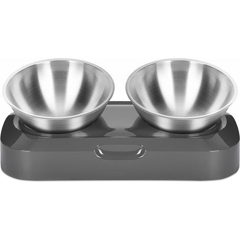 Gamelle double paroi en acier inoxydable pour chats et chiens, rebord de 5.11inch, adaptée pour nourrir chats et chiens, antidérapante et anti-déversement. (1/5)