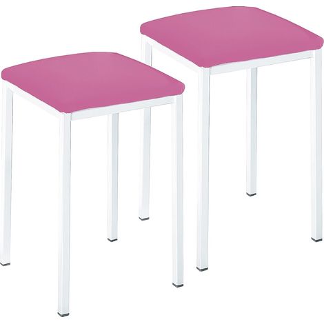 tabourets de Cuisine Modèle carré Similicuir Rose Structure en métal Aluminium, Hauteur d'assise : 45 cm (1/5)