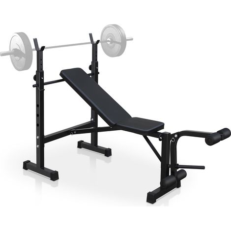 Panca Palestra Olimpionica Pieghevole con Squat Rack, Schienale Regolabile e Cuscino in Pelle Morbida, Capacità 150KG (1/5)