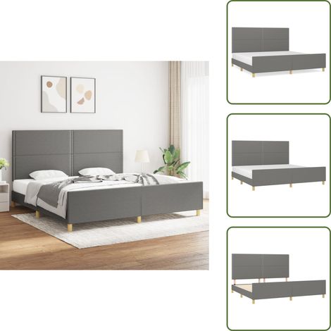 Cadre de lit sans matelas gris foncé 200x200 cm tissu - Cadre De Lit - Lit Double - Literie - Têted'oreiller - Meuble Chambre (1/5)